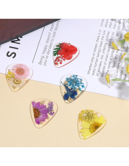 5 Piezas Púas de Guitarra Florales de Resina Coloridas