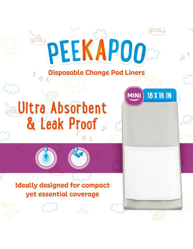 Almohadillas Desechables Peekapoo Mini 100 Unidades 45.72x40.64cm