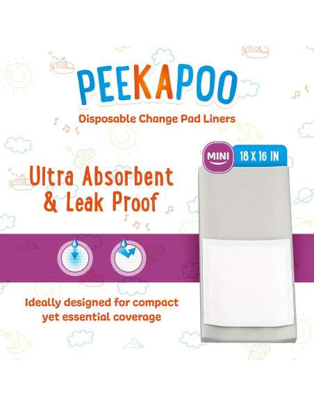 Almohadillas Desechables Peekapoo Mini 100 Unidades 45.72x40.64cm