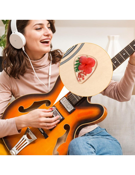 5 Piezas Púas de Guitarra Florales de Resina Coloridas