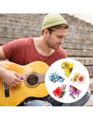 5 Piezas Púas de Guitarra Florales de Resina Coloridas