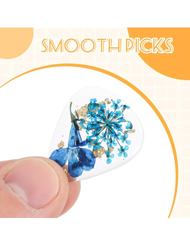 5 Piezas Púas de Guitarra Florales de Resina Coloridas