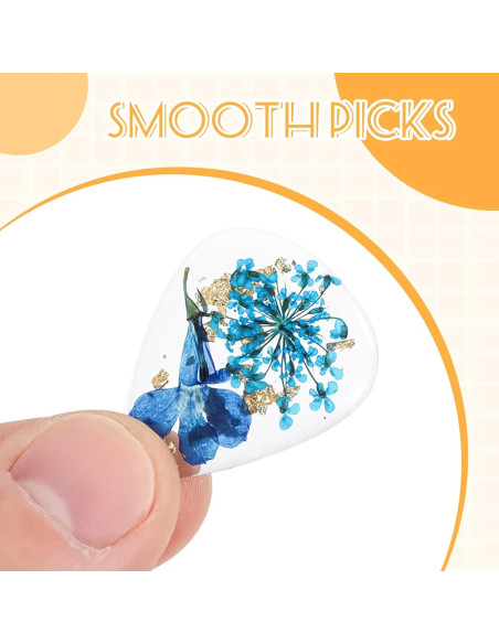 5 Piezas Púas de Guitarra Florales de Resina Coloridas