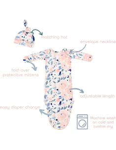 Vestido de dormir anudado Vollmic para bebé 0-3 meses rosa 2