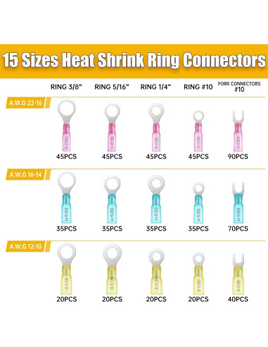 Kit de Conectores Eléctricos 600PCS DTLDZSC AWG 22-10
