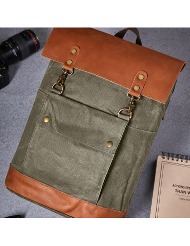 Mochila de Lona Impermeable Vintage BTBP011 para Laptop 15.6"