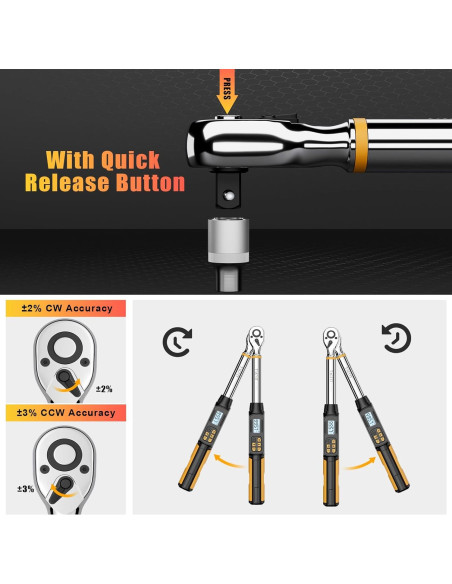 Llave de Torque Digital TAGVIT 1/2 Pulgada 6.8-135Nm