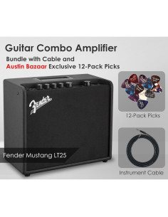 Amplificador Combo Fender Mustang LT25 25W con Cable y 12 Púas 2