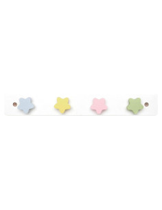 Perchero de Madera para Niños WONDERBEE 4 Ganchos Estrella Blanco