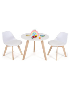 Conjunto de Mesa y Sillas para Niños Costzon, 3 Piezas, Madera