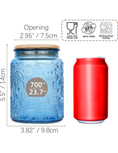 Tarro de Vidrio Vintage CUSTDE 700ml con Tapa de Bambú Hermético 2