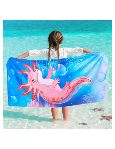 Toalla de Playa WERNNSAI Axolote 76.2x152.4 cm Ultra Absorbente