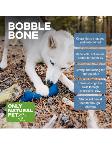 Hueso Bobble Solo Natural Mascota - Juguete Interactivo Azul