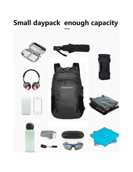 Mochila Plegable Gagashoo 15L Impermeable Negra para Senderismo