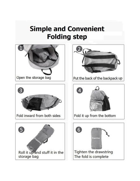 Mochila Plegable Gagashoo 15L Impermeable Negra para Senderismo