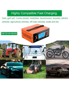 Cargador de Batería Inteligente JYEASTZ 6-24V 0-10A Naranja 2