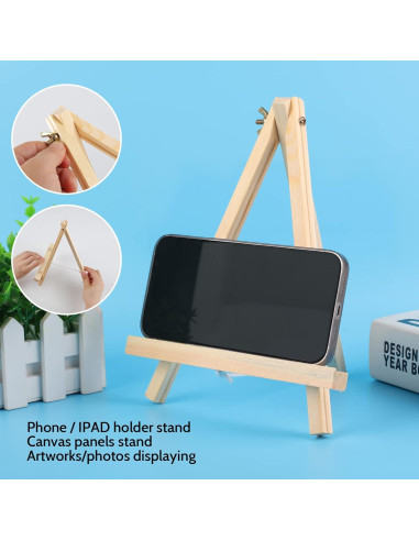 6 Caballetes de Madera HXSEMAYIG 23 cm Plegables para Pintura
