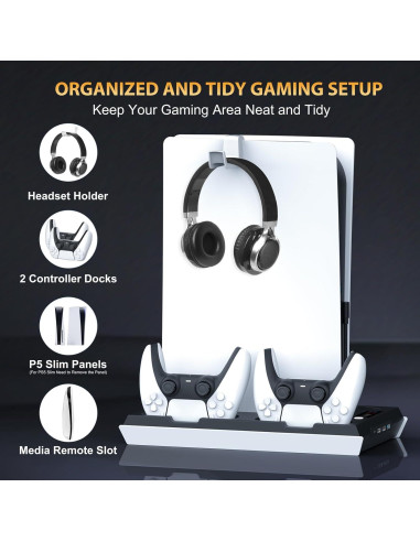Estación de Enfriamiento y Carga Doble PS5 Fivtek Negro