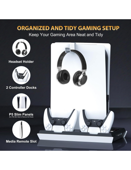 Estación de Enfriamiento y Carga Doble PS5 Fivtek Negro