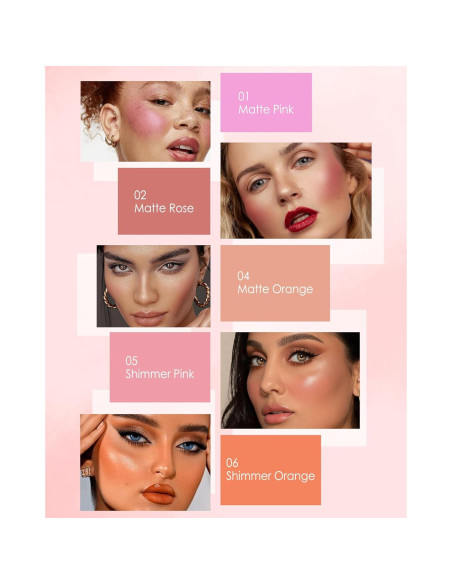 Paleta de Rubor Gradual Rosa con Brillo y Brocha - 4g