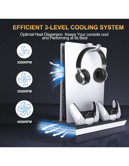Estación de Enfriamiento y Carga Doble PS5 Fivtek Negro