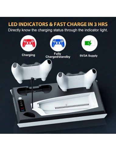 Estación de Enfriamiento y Carga Doble PS5 Fivtek Negro