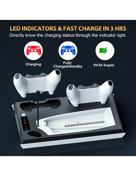 Estación de Enfriamiento y Carga Doble PS5 Fivtek Negro