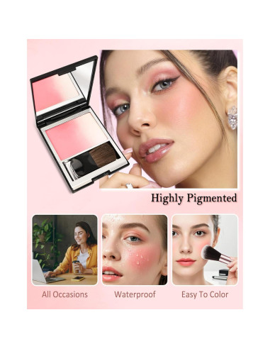 Paleta de Rubor Gradual Rosa con Brillo y Brocha - 4g