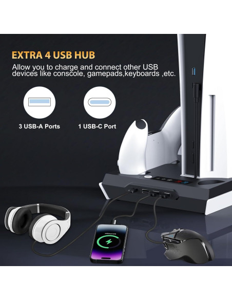 Estación de Enfriamiento y Carga Doble PS5 Fivtek Negro