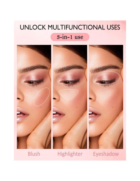 Paleta de Rubor Gradual Rosa con Brillo y Brocha - 4g