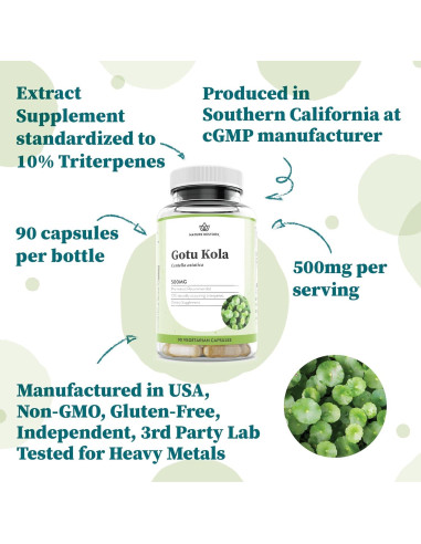 Suplemento Gotu Kola Nature Restore 90 Cápsulas 500mg Vegano