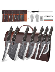 Juego de Cuchillos de Carnicero 13PCS ROCOCO - Acero Carbono