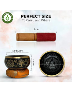 Cuenco Cantor Tibetano Nature's Own 8.9 cm Negro Hecho a Mano 2