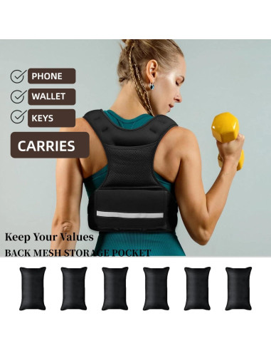 Chaleco con peso ajustable Stepfowarder 1.8-4.5kg para entrenamiento