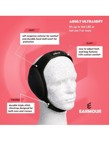 Cabezal Protector de Oído EARMOUR Ajustable para Lucha - Negro