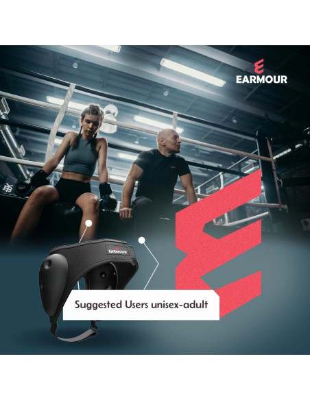 Cabezal Protector de Oído EARMOUR Ajustable para Lucha - Negro