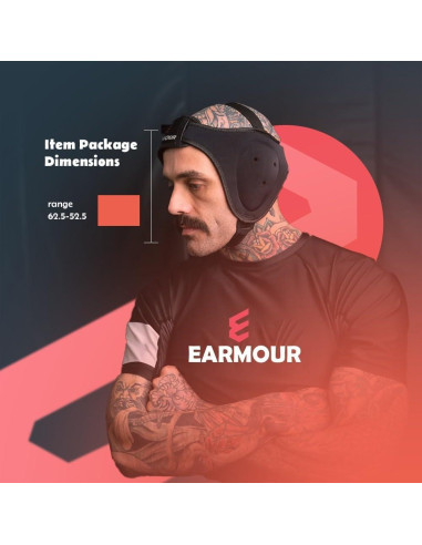 Cabezal Protector de Oído EARMOUR Ajustable para Lucha - Negro