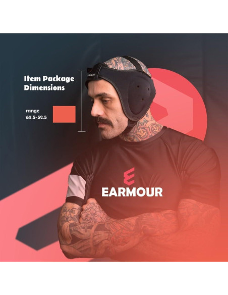 Cabezal Protector de Oído EARMOUR Ajustable para Lucha - Negro