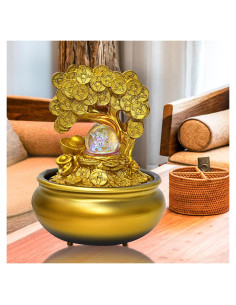 Fuente de Agua Feng Shui FADECOR Árbol de Dinero con Luz LED