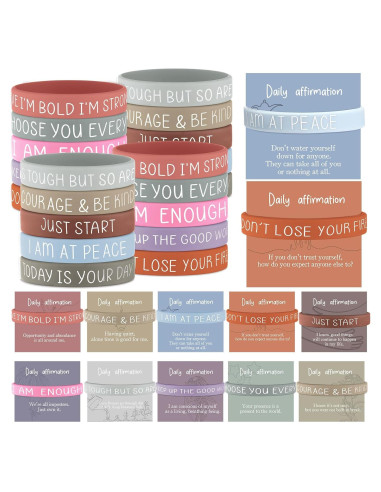 50 Pulseras Motivacionales de Silicona Remuuly con Tarjetas