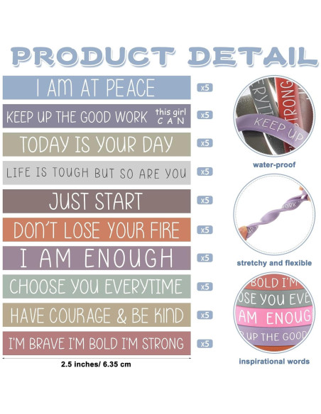 50 Pulseras Motivacionales de Silicona Remuuly con Tarjetas