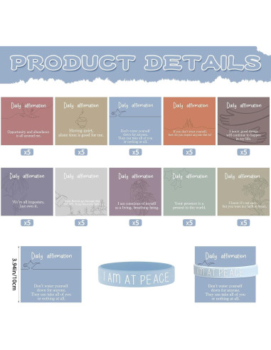 50 Pulseras Motivacionales de Silicona Remuuly con Tarjetas