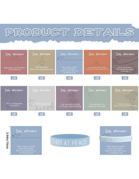 50 Pulseras Motivacionales de Silicona Remuuly con Tarjetas