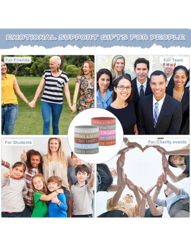 50 Pulseras Motivacionales de Silicona Remuuly con Tarjetas