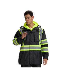 Traje de Lluvia SRsafety para Hombre, Alta Visibilidad, Impermeable