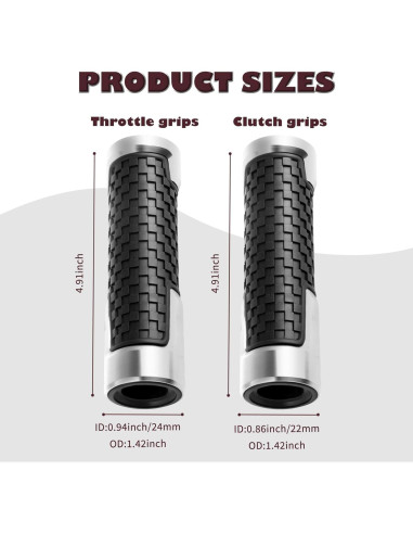 Agarres de Motocicleta CXCCOI 7/8" Antideslizantes Plateados