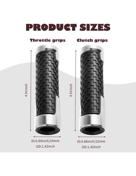 Agarres de Motocicleta CXCCOI 7/8" Antideslizantes Plateados