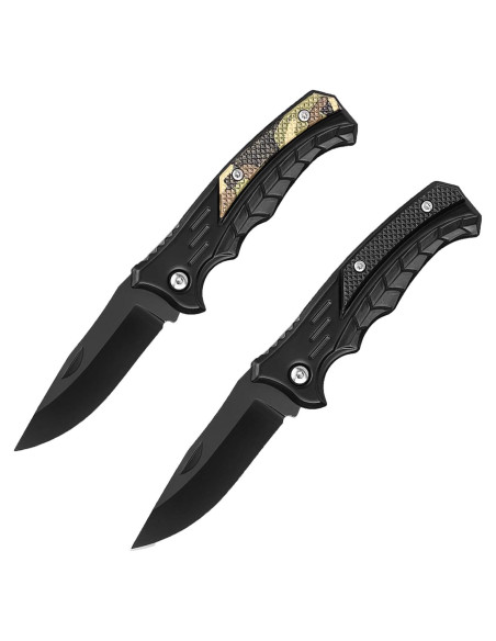 Cuchillos de bolsillo plegables Gerderk - 2 unidades, 7.37 cm hoja