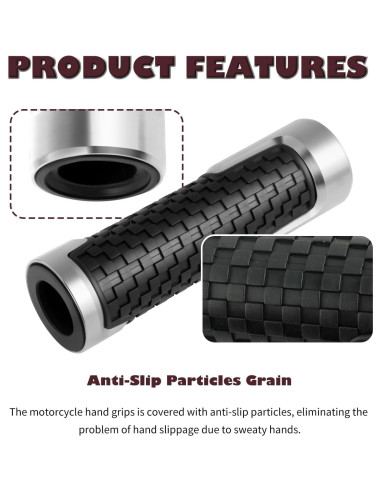Agarres de Motocicleta CXCCOI 7/8" Antideslizantes Plateados