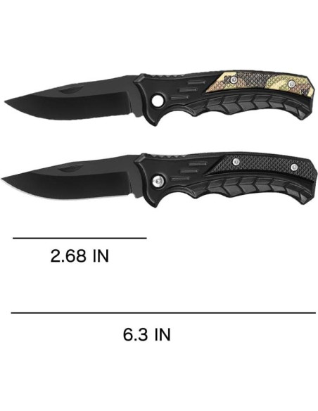 Cuchillos de bolsillo plegables Gerderk - 2 unidades, 7.37 cm hoja